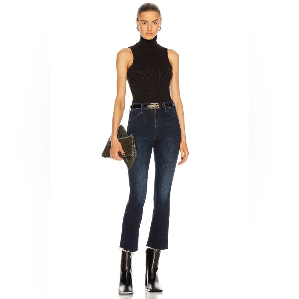 Mother The Hustler Ankle Fray Dark Wash Jeans in Howling at the Disco Ball sz 30